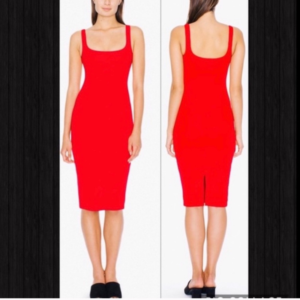 American Apparel Ponte red tank midi dress bodycon